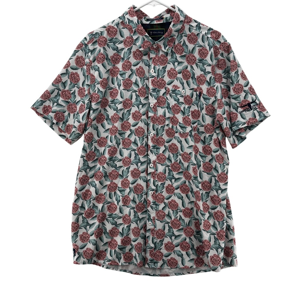 William Murray Shirt Mens Large White Green Floral Canyon Springs Golf Club